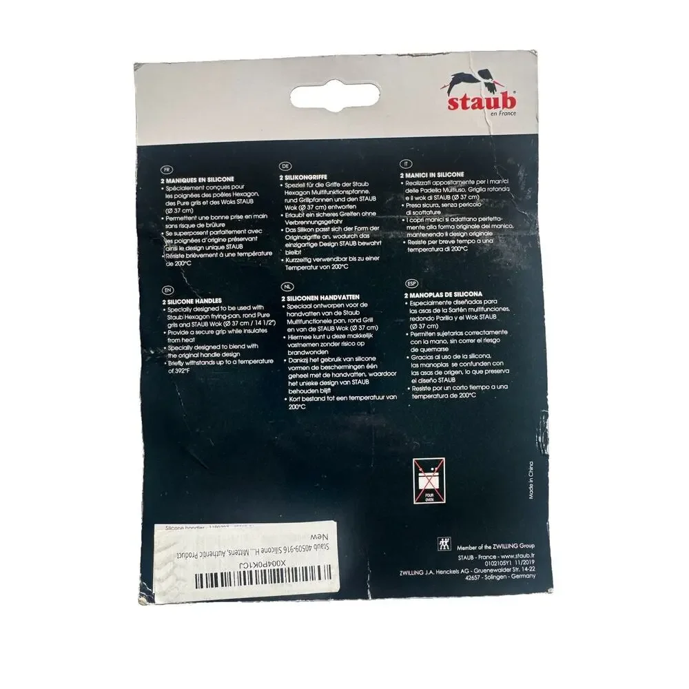 Staub Round Silicone Handles 2 Pack Gray Heat Resistant New